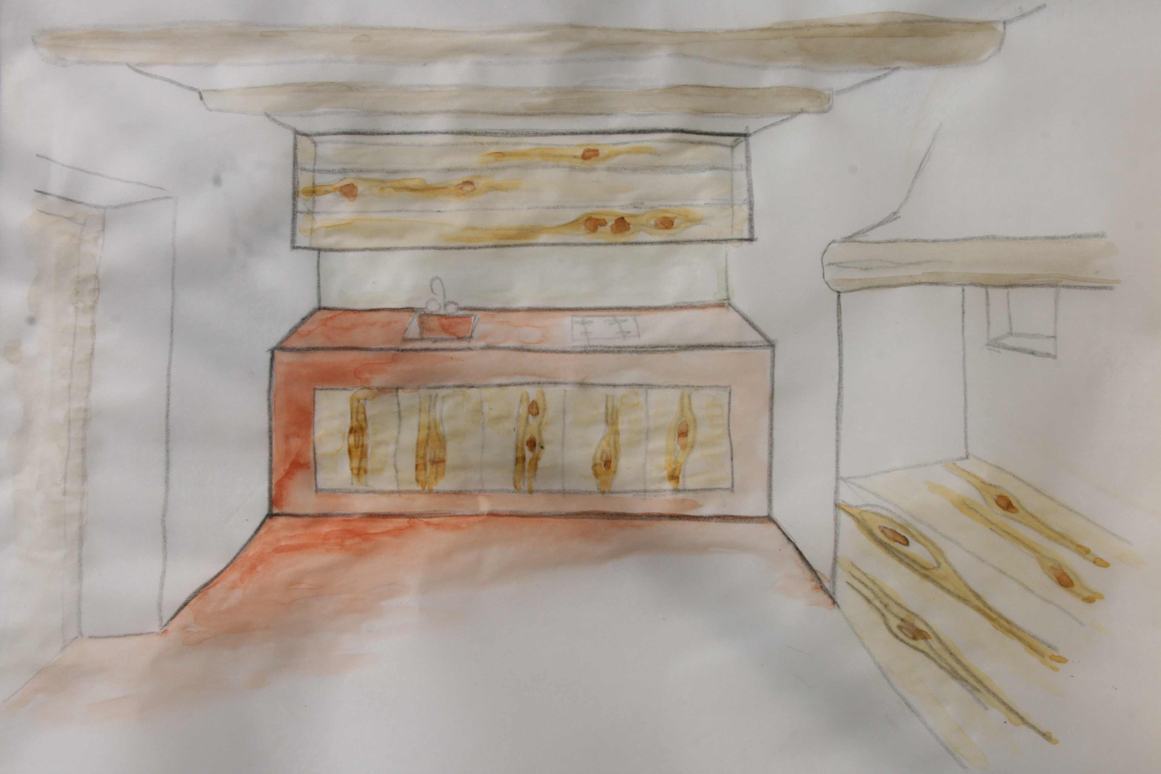 Handgezeichneter Plan der Küche