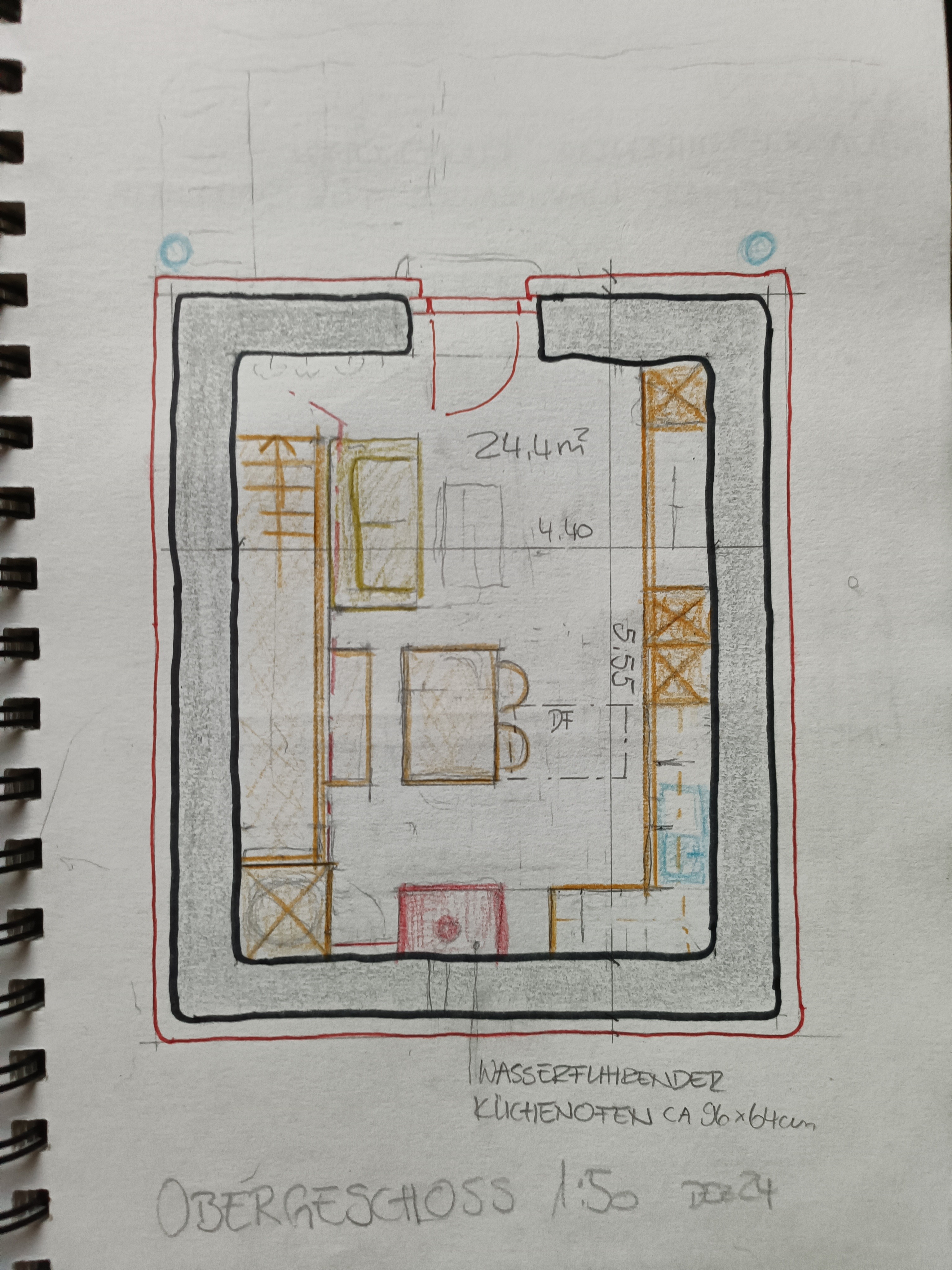 Grundriss Obergeschoss - Handgezeichnete Planung